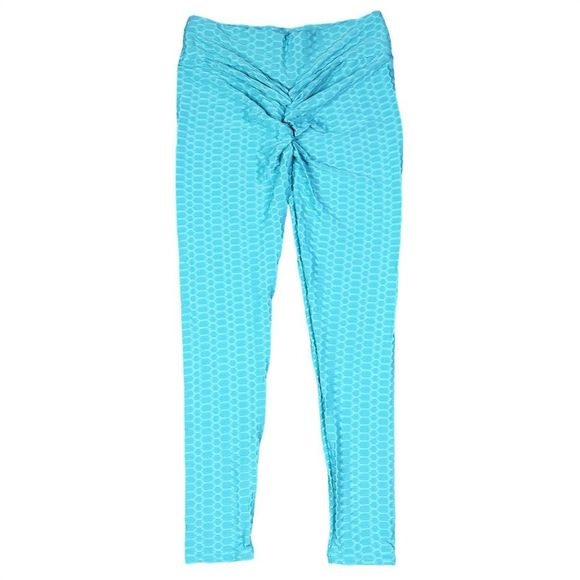 Mint Green Honeycomb High Waist Anti-Cellulite Push Up TikTok Leggings - Size XL - Picture 2 of 9